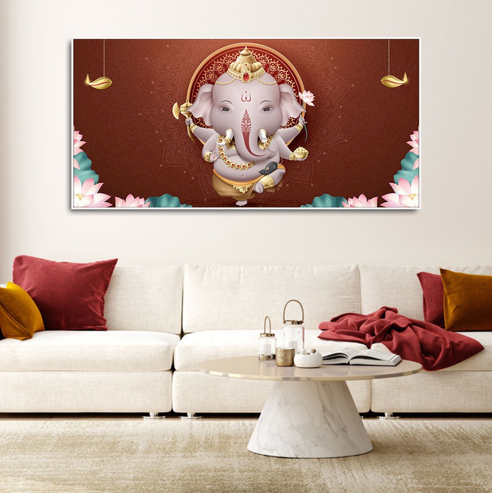 Devotional Lord Ganesha Canvas Wall Painting