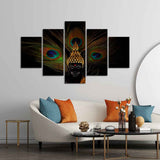 Divine God Buddha With Peacock Feather Wall Painting of Five Pieces