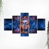 Divine Lord Buddha Head Colorful Wall Painting Five Pieces