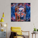 Divine Lord Buddha Head Wall Painting 3 Pieces