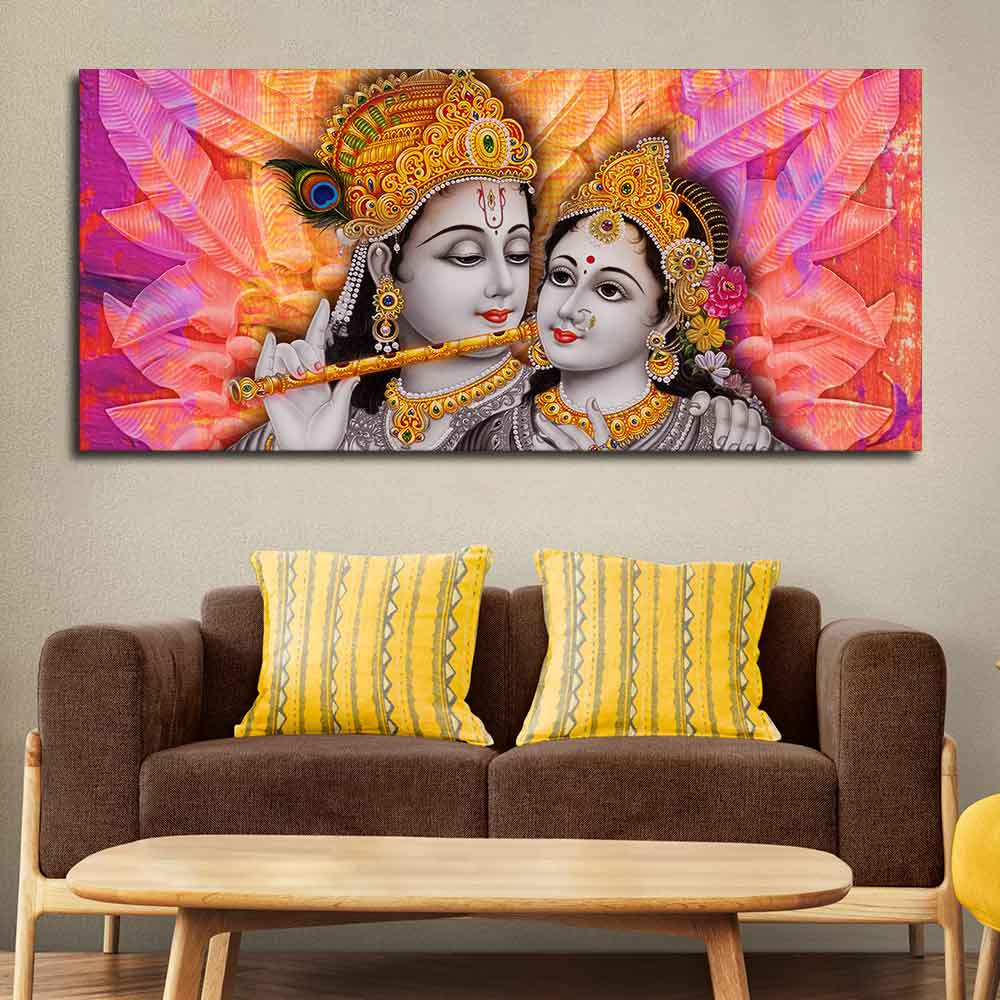 Divine Radha Krishna Big Canvas Wall Painting Size ( 24*36 Inch ) at Rs  3799, Radha Krishna Paintings