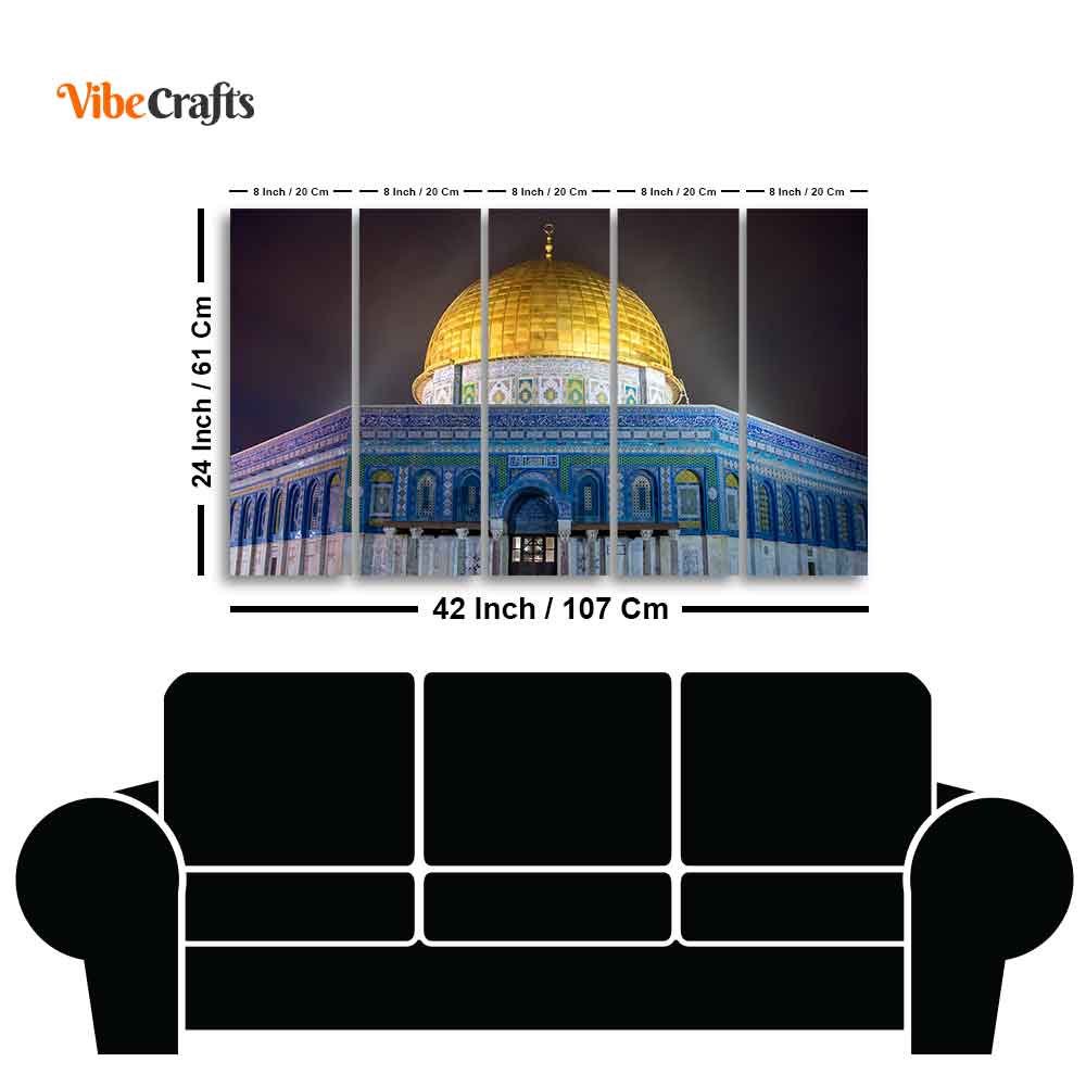 Dome of the Rock Islamic Monument Wall Painting Set of 5
