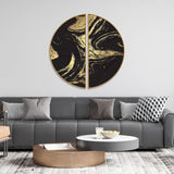 Elegant Background with Black and Gold Marble Texture Semi Circle Frames Set Of 2