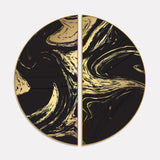  Background with Black and Gold Marble Texture Semi Circle Frames Set Of 2