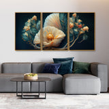 Elegant Floral Flower art Floating Canvas Wall Painting Set of Three