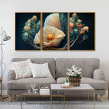 Flower art Floating Canvas Wall Painting Set of Three