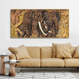 Elephant Family in the Forest Textured Art Premium Wall Painting