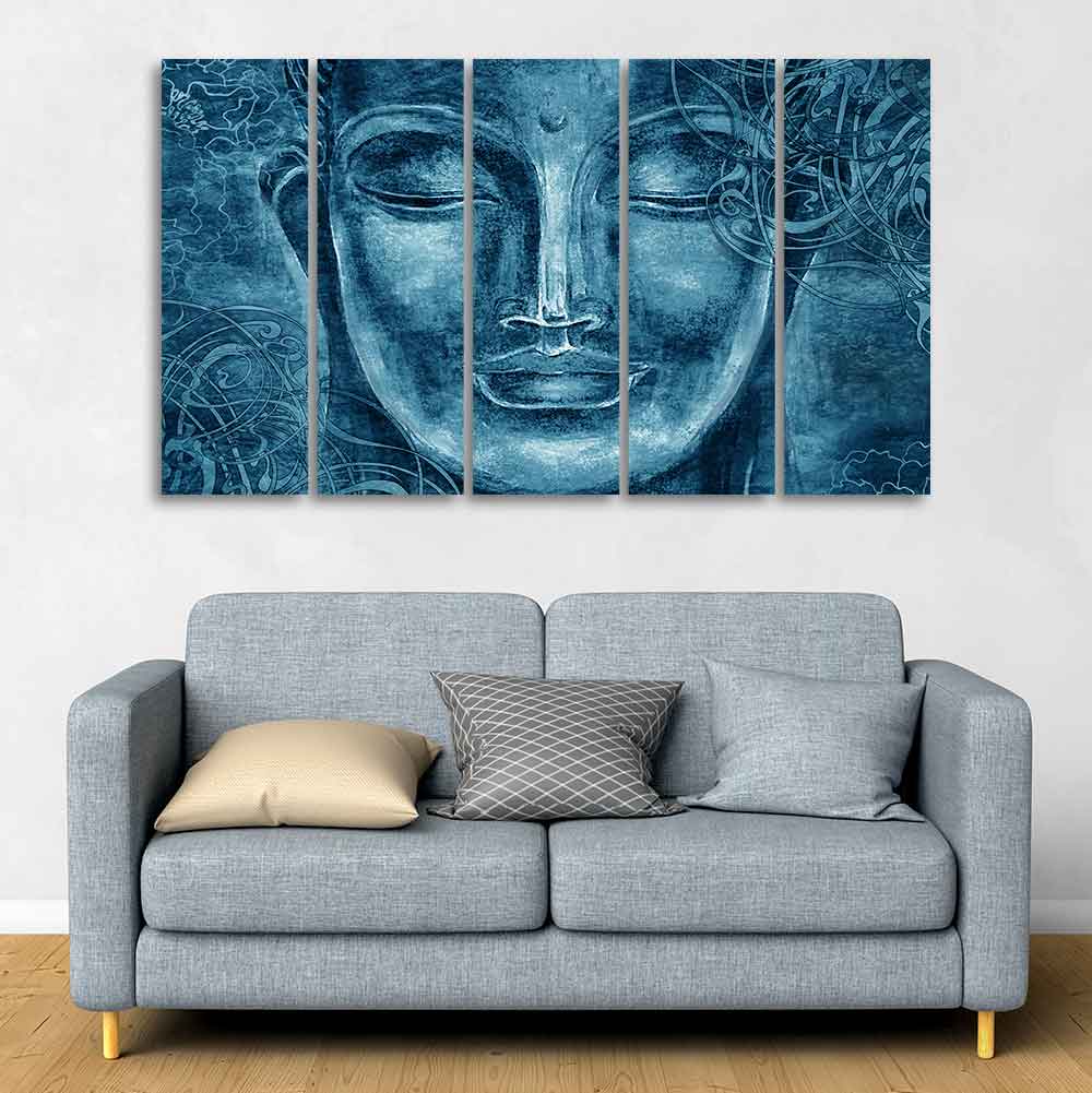 Buddha Five Pieces Wall Painting