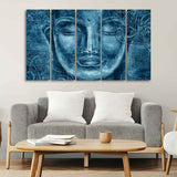 Face Sculpture of Buddha Five Pieces Wall Painting