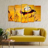  Flying in Sunset 5 Pieces Wall Painting