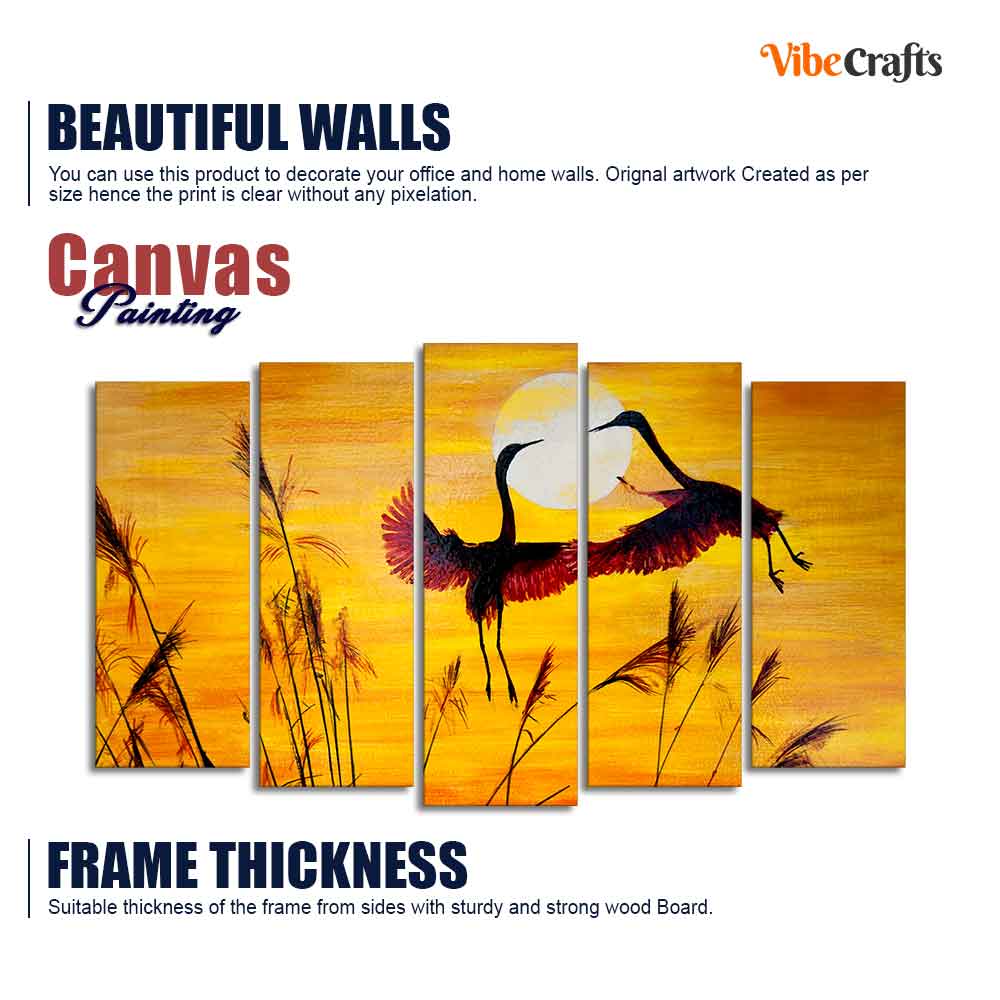 Flamingos in Sunset 5 Pieces Wall Painting
