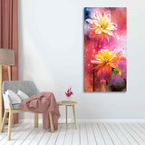 Flowers on Colorful Background Canvas Wall Hanging