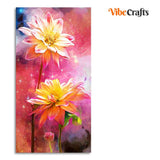Flowers on Colorful Background Canvas Wall Hanging