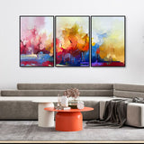 Forest of Color Uniqe Art of Color Blend Premium Floating Wall Painting Set of Three