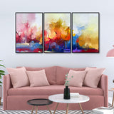  Color Uniqe Art of Color Blend Premium Floating Wall Painting Set of Three
