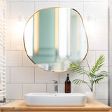 Frameless Beveled Asymmetrical Bathroom Wall Mirror