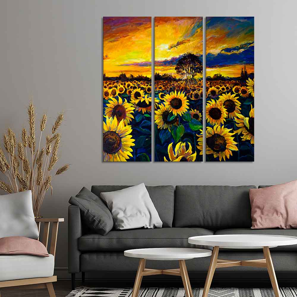 Sunflower Wall Painting Set of 3 Pieces