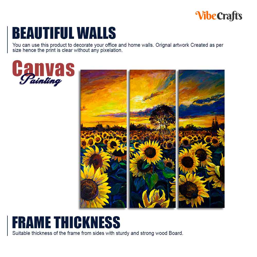 Garden of Sunflower Wall Painting Set of 3 Pieces