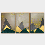 dark triangles Floating Canvas Wall Painting Set of Three