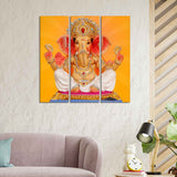 God Ganesha Canvas Wall Painting of Three Panels