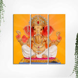 Ganesha Canvas Painting of Three Panels