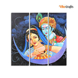 God Radha Krishna Canvas Wall Painting Set of 3 Pieces