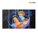 God Radha Krishna Canvas Wall Painting Set of Five Pieces