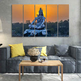 God Shiva Statue Canvas Wall Painting of Five Pieces