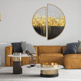 Golden Abstract Glitter Splash Art  Semi Circle Frames Set Of 2