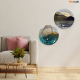 Abstract Line Art Scenery Wall Hanging Plates of Two Pieces