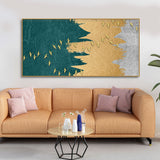 Golden Birds Flying Luxurious Art Premium Wall Painting