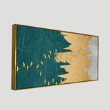 Golden Birds Flying Wall Painting