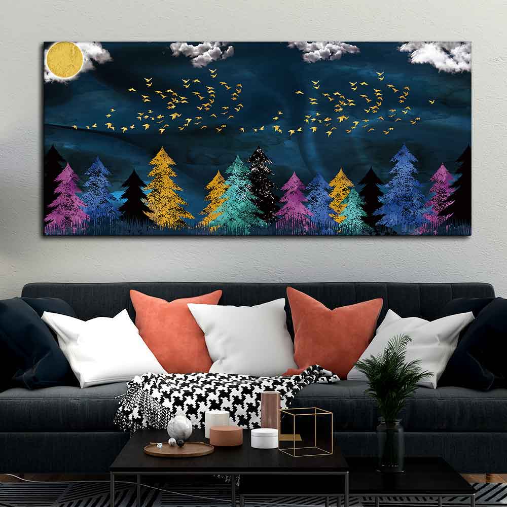 Flying over The Dark Forest Canvas Wall Painting