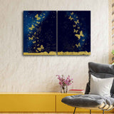 Golden Butterflies Canvas Wall Painting of Two Pieces