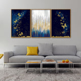 Golden Butterflies Floating Canvas Wall Painting Set of Three