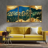 Ocean Premium Floating Canvas Wall Painting Set of Three