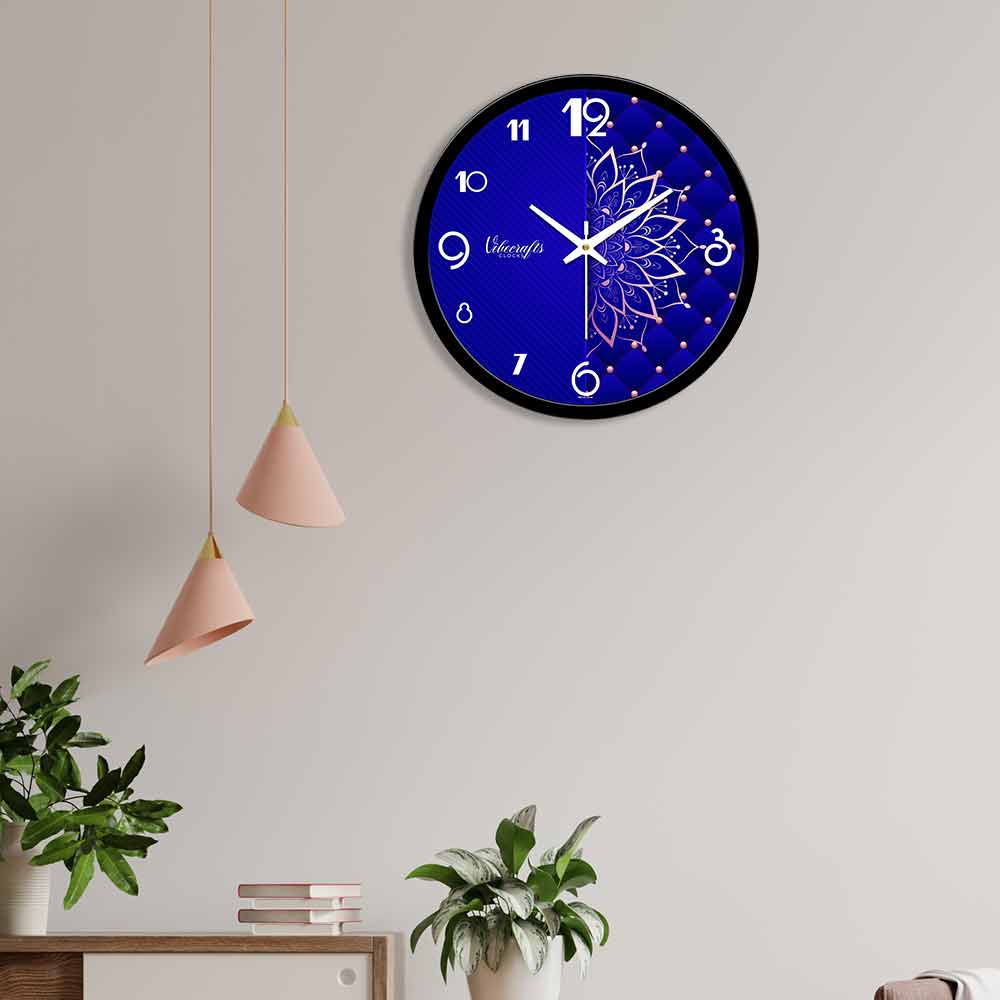 Golden Flower Pattern Designer Wall Clock