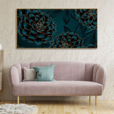 Golden Flowers Dahlia and Leaves Wall Painting