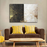 Golden Geometric Pattern Canvas Wall Painting of Two Pieces