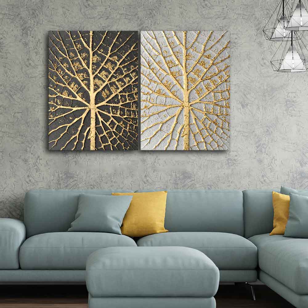Golden Leaves Canvas Wall Painting
