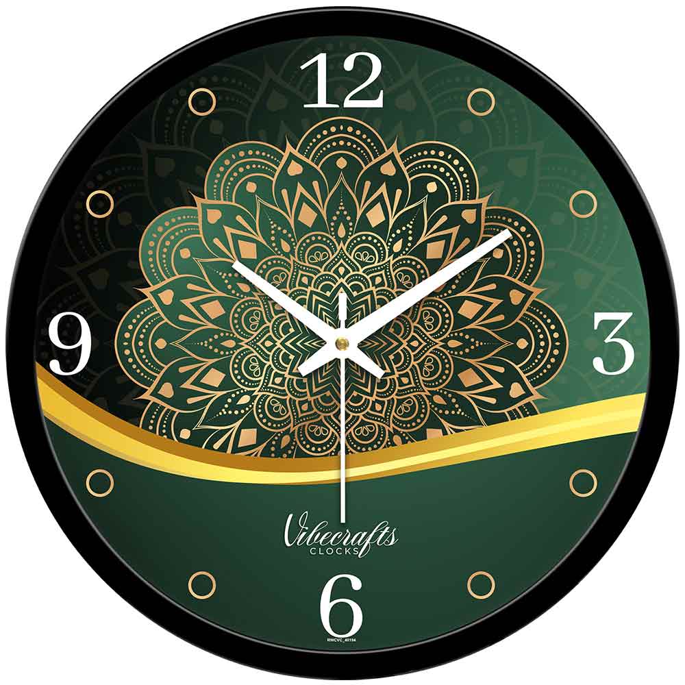 Golden Mandala Pattern Designer Wall Clock