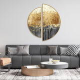 Golden Metallic Forest Art Semi Circle Frames Set Of 2
