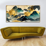 Golden Mountain Scenery of Mount Fuji Premium Canvas Wall Painting