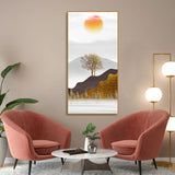 Golden Mountain with Beautiful Sunrise Premium Canvas Wall Painting