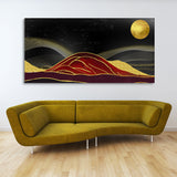  lines Art with Moon Canvas Wall Painting