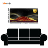 Golden Mountains lines Art with Moon Canvas Wall Painting