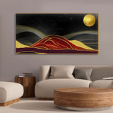  Mountains lines Art with Moon Canvas Wall Painting