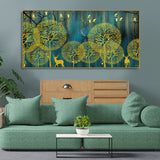Nightscape with Deers and Golden birds Canvas Wall Painting