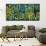 Deers and Golden birds Canvas Wall Painting