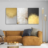 Golden Paint Texture Wall Painting of 3 Pieces